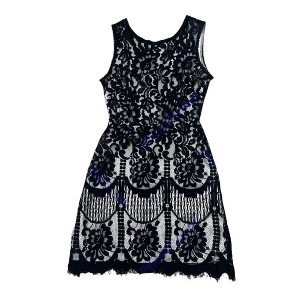 Black Lace Sleeveless Dress - Elegant Floral Overlay